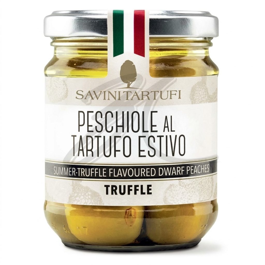 Персики "Savini Tartufi" зеленые с трюфелем ст/б 175мл Италия