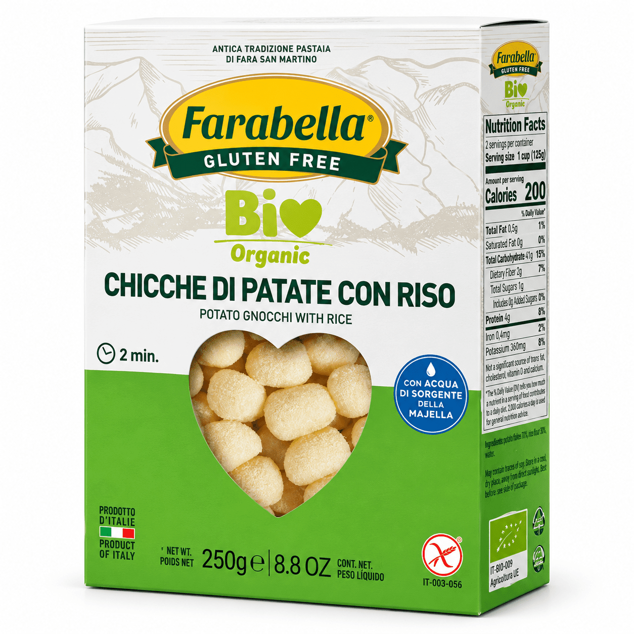 Ньокки без глютена 500 г, Gnocchi gluten free BIO, Farabella 500 g