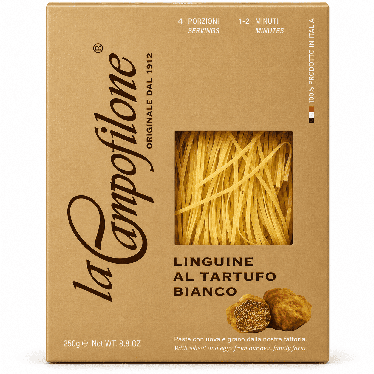 Яичная паста Лингвине с белым трюфелем 250 г, Pasta all’uova Linguine al tartufo bianco, La Campofilone, 250 g