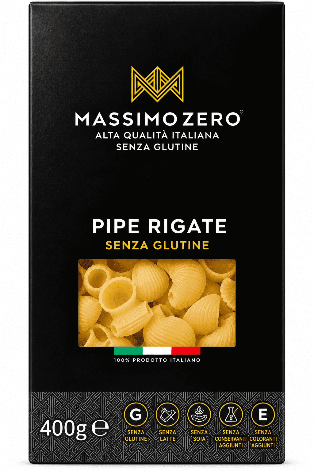 Паста Пипе Ригате из кукурузы и риса без глютена Massimo Zero 400 г