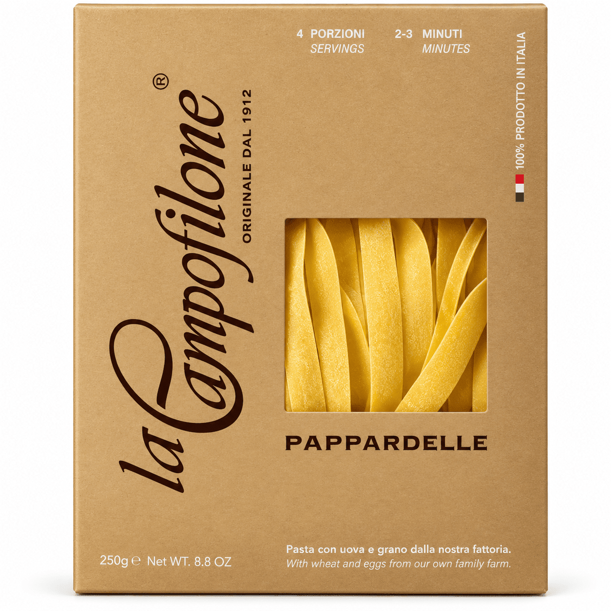 Яичная паста Паппарделле, 250 г, Pasta Pappardelle all’uova, La Campofilone, 250 g