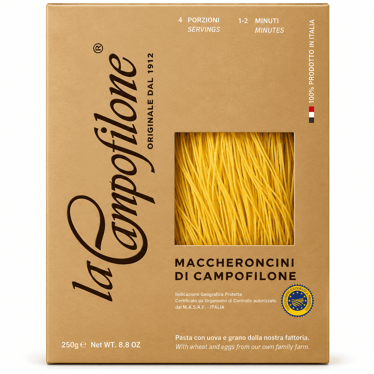 Яичная паста Маккерончини Кампофилоне IGP, 250 г, Pasta all’uova Maccheroncini di Campofilone IGP, La Campofilone, 250 g