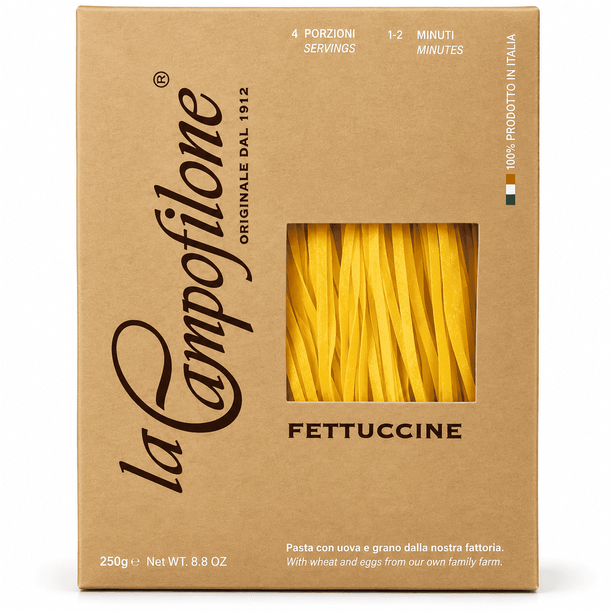 Яичная паста Феттуччине, 250 г, Pasta Fettuccine all’uova, La Campofilone, 250 g
