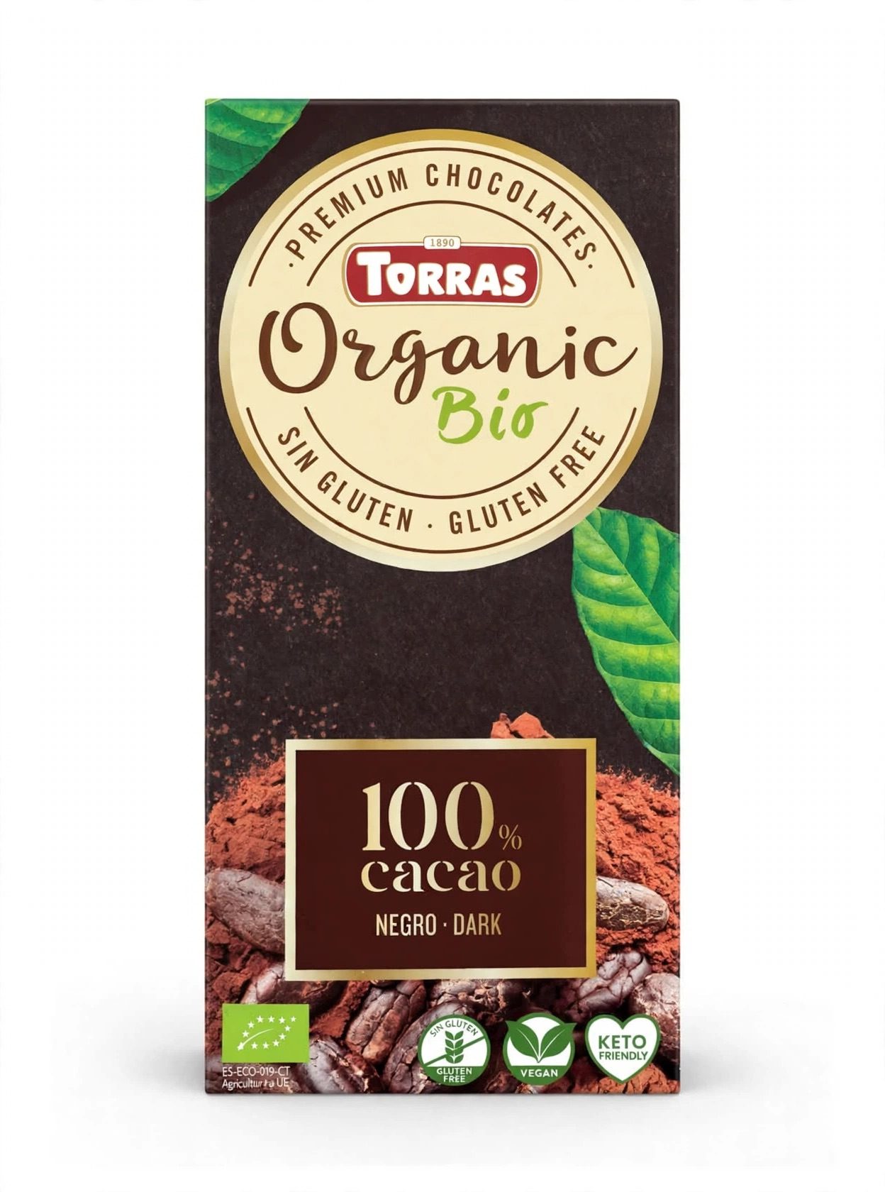 Тёмный шоколад Torras Organic Bio 100% какао, без глютена