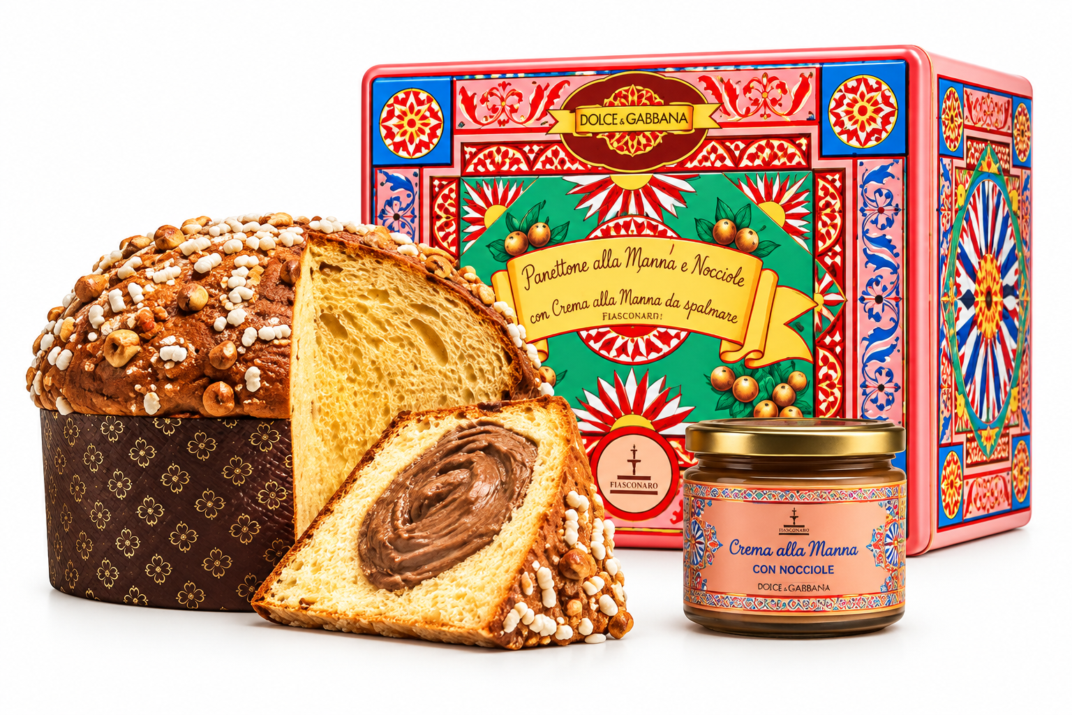 Панеттоне Золото Манны Dolce and Gabbana Fiasconaro 1000 г, Panettone alla manna e nocciole, Dolce and Gabbana 1000 g