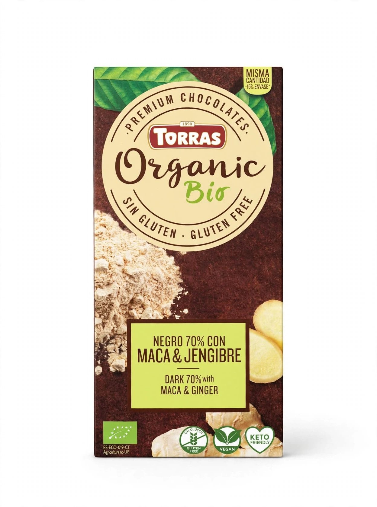 Тёмный шоколад Torras Organic Bio 70% с мака и имбирём, без глютена