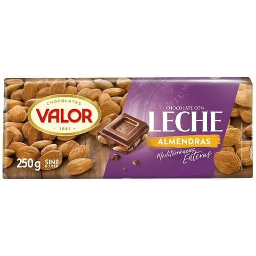 Шоколад "Valor" молочный с миндалем 250 гр
