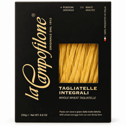 Яичная паста Тальятелле цельнозерновые 250 г, Pasta all’uova Tagliatelle integrale, La Campofilone, 250 g