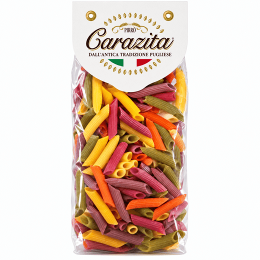 ПАСТА РУЧНОЙ РАБОТЫ МУЛЬТИКОЛОР ПЕННЕ РИГАТЕ 6 ЦВЕТОВ 500 ГР. CARAZITA