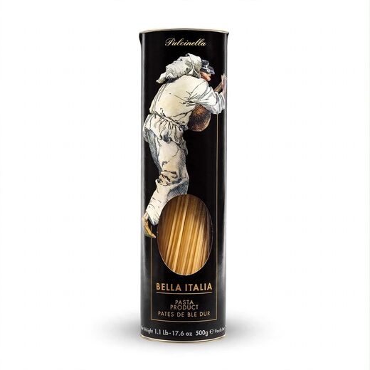 Спагетти PULCINELLA COMEDIA DELL'ARTE, паста в подарочной тубе, UMBRO, 0,5 кг