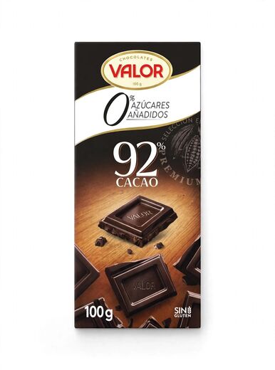 Тёмный шоколад Valor 92% какао, без добавления сахара — 100 г